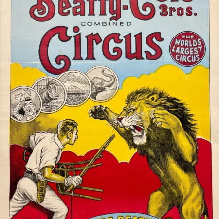 AFFICHES ANCIENNES - Publicité -Clyde Beatty-Cole Bros. Circus – R. Butler – [1950]