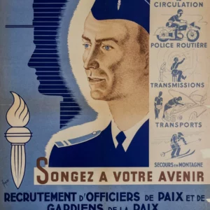 AFFICHES ORIGINALES - Publicité - Recrutement d&rsquo;Officiers de Paix – Faye – 1955