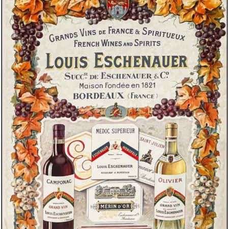 AFFICHES ANCIENNES - Cuisine et Boissons - Grands Vins de France Spiritueux – Anonyme – [1940]