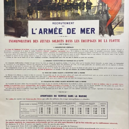 AFFICHES ANCIENNES - Politique - Recrutement de l’armée de Mer – H. Gervèse – 1912