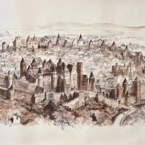 AFFICHES ORIGINALES - Tourisme - Cité de Carcassone (épreuve) – A. Robida – [1900]