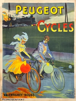 AFFICHES ORIGINALES - Publicité - Peugeot Cycles – Alméry Lobel-Riche – 1902