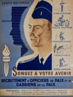 AFFICHES ORIGINALES - Publicité - Recrutement d&rsquo;Officiers de Paix – Faye – 1955