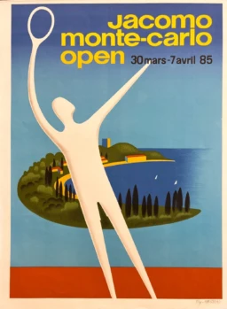 AFFICHES ORIGINALES - Sport - Jacomo Monte-Carlo Open – Pierre Fix-Masseau – 1985