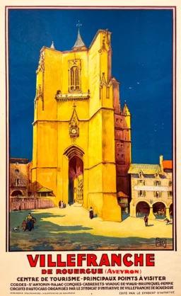 AFFICHES ORIGINALES - Tourisme - Villefranche de Rouergue – Hallo (dit ALO) – 1925