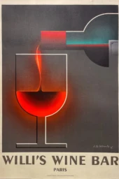 AFFICHES ORIGINALES - Tourisme - Willi&rsquo;s Wine Bar, Paris – A.M Cassandre – re.1984