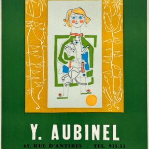 AFFICHES ORIGINALES - Spectacle & Évènements - Y. Aubinel à la Galerie 65, Cannes – Affiche Expo Litho Arnera-Vallauris 1959