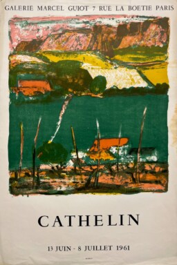 AFFICHES ORIGINALES - Spectacle & Évènements - Cathelin à la Galerie Marcel Guiot – Affiche Expo Litho Mourlot 1961