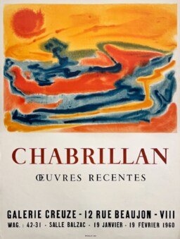 AFFICHES ORIGINALES - Spectacle & Évènements - Chabrillan à la Galerie Creuze – Affiche Expo Litho Mourlot 1960