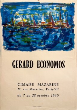 AFFICHES ORIGINALES - Spectacle & Évènements - G. Economos à la Galerie Cimaise Mazarine – Affiche Expo Litho Parisoliths 1960