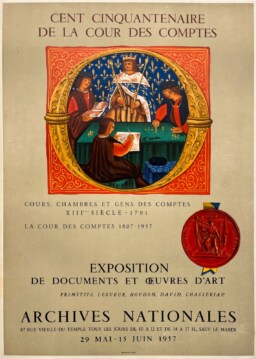 AFFICHES ORIGINALES - Spectacle & Évènements - La Cour des Comptes aux Archives Nationales – Affiche Expo Litho Mourlot 1957