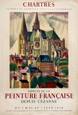 AFFICHES ORIGINALES - Spectacle & Évènements - La Peinture Française à Chartres – Affiche Expo Litho Mourlot 1959