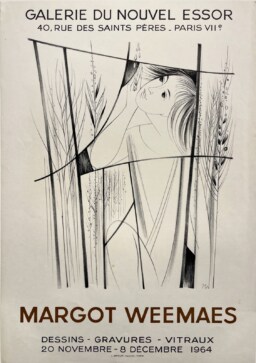 AFFICHES ORIGINALES - Spectacle & Évènements - Margot Weemaes à la Galerie du Nouvel Essor – Affiche Expo Litho L. Détruit 1964