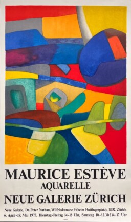 AFFICHES ORIGINALES - Spectacle & Évènements - Maurice Estève à la Neue Galerie Zürich – Affiche Expo Litho Mourlot 1973
