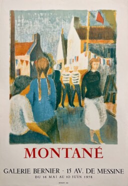 AFFICHES ORIGINALES - Spectacle & Évènements - Montané à la Galerie Bernier – Affiche Expo Litho Mourlot 1958