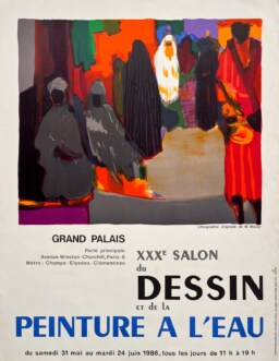 AFFICHES ORIGINALES - Spectacle & Évènements - Salon Dessin et Peinture à l&rsquo;Eau – Affiche Expo Litho Atelier Art-Estampe 1986