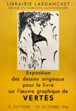 AFFICHES ORIGINALES - Spectacle & Évènements - Vertès à la Librairie Lardanchet – Affiche Expo Litho Mourlot 1961