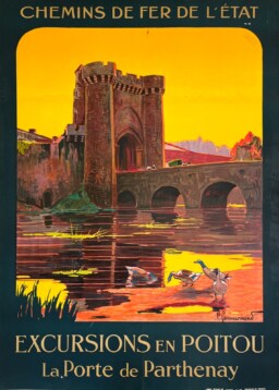 AFFICHES ORIGINALES - Tourisme - La Porte de Partenay – Pierre Commarmond – 1924