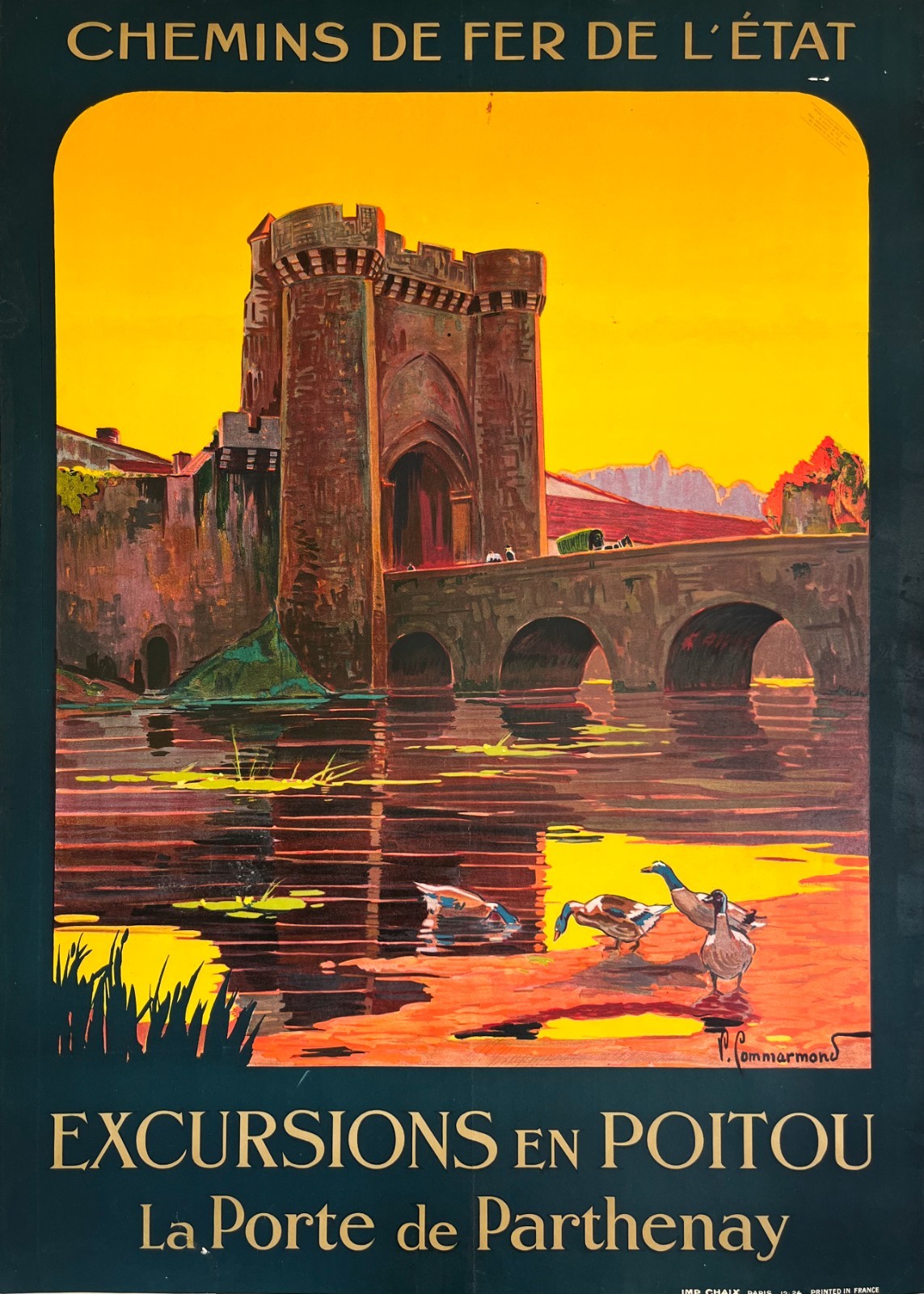 AFFICHES ORIGINALES - Tourisme - La Porte de Partenay – Pierre Commarmond – 1924