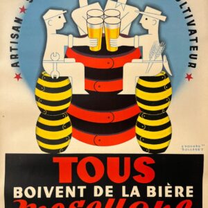 AFFICHES ORIGINALES - Publicité - Affiche Ancienne Originale – Bière Mosellane – Edouard Bollaert – 1950
