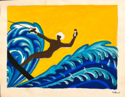 AFFICHES ORIGINALES - Publicité - Maquette Originale, Bergasol, La Surfeuse – Bernard Villemot – [1975]
