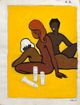 AFFICHES ORIGINALES - Publicité - Maquette Originale,  Bergasol, Le Trio d&rsquo;Amis – Bernard Villemot – [1975]
