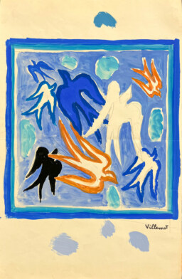 AFFICHES ORIGINALES - Publicité - Maquette Originale, Cognac Martell, Les Hirondelles – Bernard Villemot – [1968]