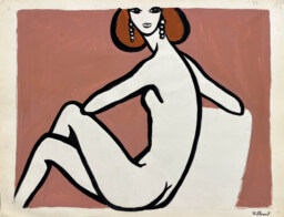 AFFICHES ORIGINALES - Publicité - Maquette Originale, Les Parisiennes, Femme aux Boucles d&rsquo;Oreilles – Bernard Villemot – [1970]