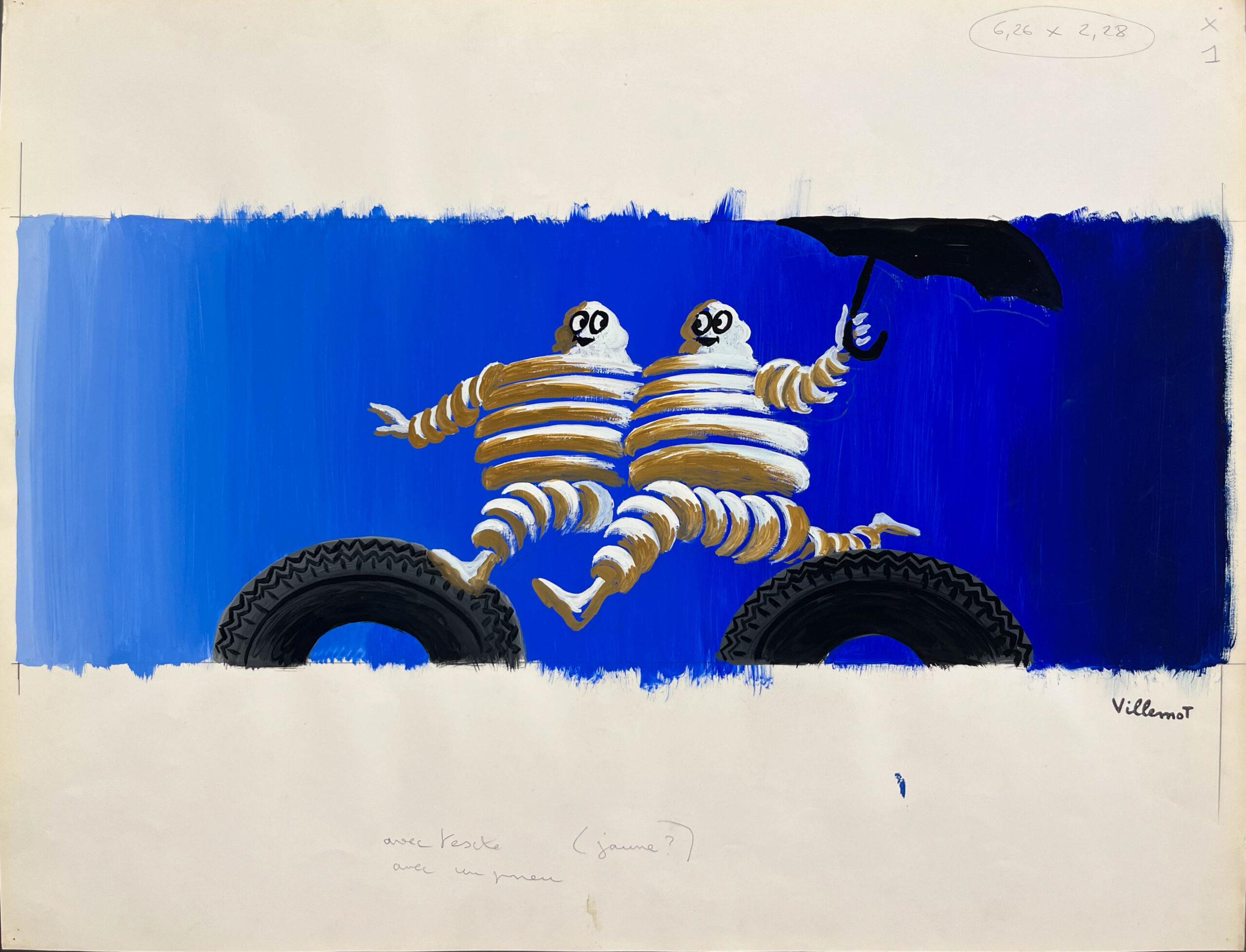 AFFICHES ORIGINALES - Publicité - Maquette Originale, Les Pneus Michelin – Bernard Villemot