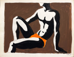 AFFICHES ORIGINALES - Publicité - Maquette Originale, L&rsquo;Homme au Slip Orange  – Bernard Villemot