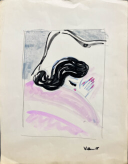 AFFICHES ORIGINALES - Publicité - Maquette Originale, Matelas Épéda, Femme endormie dans ses draps roses – Bernard Villemot – [1960]