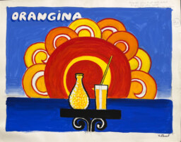 AFFICHES ORIGINALES - Publicité - Maquette Originale, Orangina, Table sur Horizon Ensoleillé – Bernard Villemot – [1970]