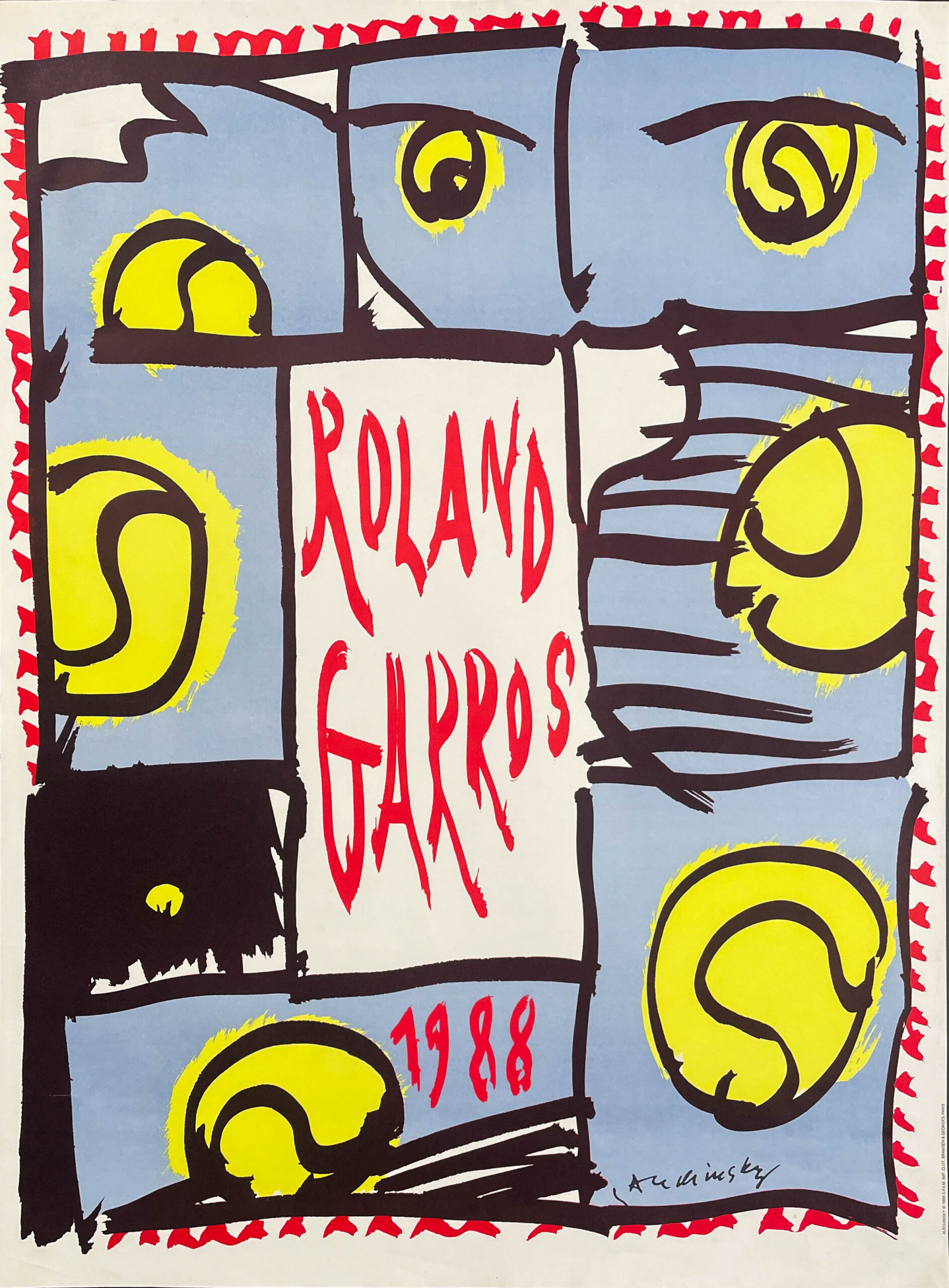 AFFICHES ORIGINALES - Sport - Roland Garros 1988 – P. Alechinsky – 1988