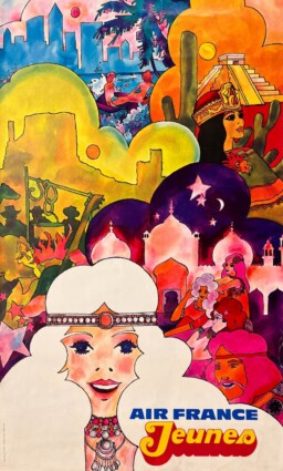 AFFICHES ORIGINALES - Tourisme - Air France, Jeunes – Triangle Création – 1974