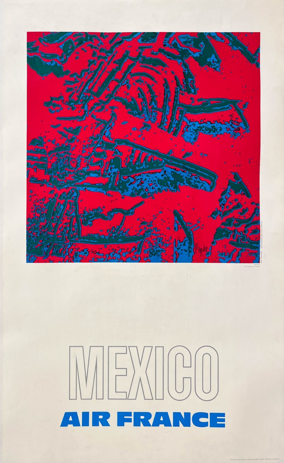 AFFICHES ORIGINALES - Tourisme - Air France, Mexico – R. Pagès – 1971