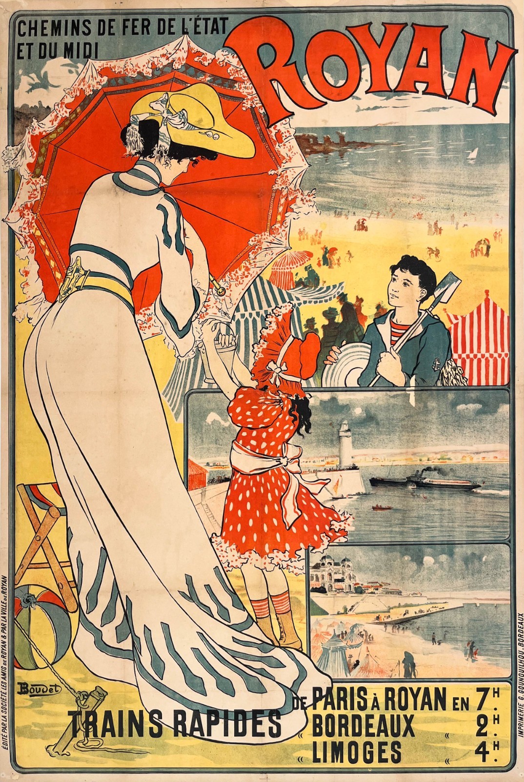 AFFICHES ORIGINALES - Tourisme - Bains de Mer de Royan – Boudet – 1895