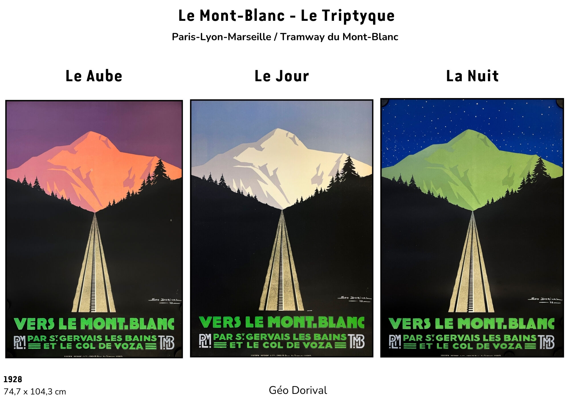 AFFICHES ORIGINALES - Tourisme - Le Mont-Blanc (Triptyque) – Géo Dorival – 1928