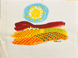 AFFICHES ORIGINALES - Tourisme - Maquette Originale, Paysage de Campagne et Petit Village  – Bernard Villemot