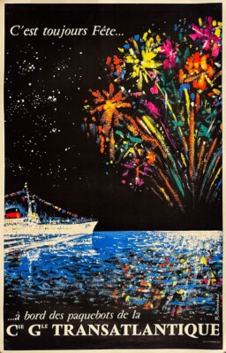 AFFICHES ORIGINALES - Tourisme - Paquebots Cie Gle Transatlantique – Bouvard – 1958