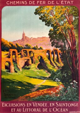 AFFICHES ORIGINALES - Tourisme - Saintes, Les Arènes – Charles Hallé – [1920]