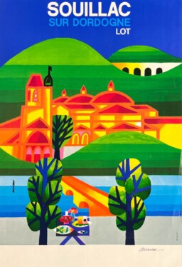 AFFICHES ORIGINALES - Tourisme - Souillac sur Dordogne, Lot – Auriac – Signée – 1985